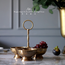 India imported brass handle snack plate snack candy model room living room coffee table light luxury home storage ornaments