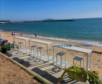 Outdoor table and chair combination open-air courtyard balcony garden cafe outdoor leisure solid wood anticorrosive wood plastic wood table