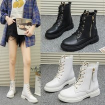 TATA JIDI he her base autumn and winter handsome skinny boots Martin boots womens short boots side zipper round head locomotive boots