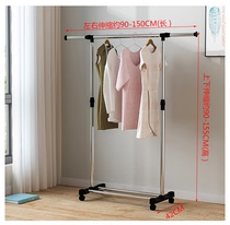  Clothes rack floor folding indoor clothes rack hanger household telescopic stainless steel bedroom clothes rack balcony