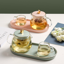 Kawashima House glass teapot teapot tea water separation one person with cute little flower fruit teapot single tea set