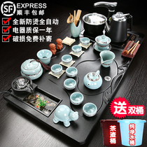 Tea set Household one-piece Kung Fu tea tray Simple set of living room automatic ceramic teacup tea brewing Purple sand