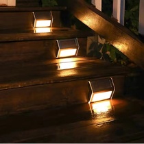 Solar Outdoor Courtyard Lamp Stainless Steel Stairway Light Step Light Aisle Small Street Lights Garden Decorated Wall Lamp Balcony