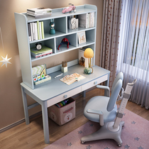 Children desk bookshelves Composition One table solid wood learning table girls Home and primary school students writing table and chairs Boys