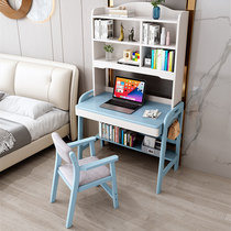 Small family type multifunctional solid wood desk bookshelf integrated modern minimalist bedside writing table bedroom children study table