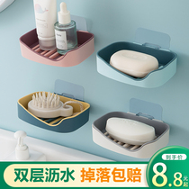 Soap box shelf drain toilet creative non-perforated soap rack household suction cup wall-mounted soap box