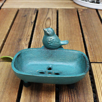Retro cast iron bird decoration soap box storage box bathroom garden courtyard American European style garden soap box