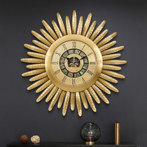 Brass atmosphere European Villa clock living room home American fashion creative clock pure copper wall clock feather hanging watch