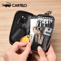 Carcodile Crocodile Large Capacity Key Bag for men and women genuine leather 2021 new zipped head layer cow leather car lock spoon bag