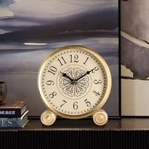 Pure copper desktop clock living room clock Nordic ornaments clock retro large desktop simple light luxury creative pendulum clock