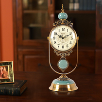American light luxury metal living room clock retro home desktop ornaments clock European atmosphere desktop personality pendulum clock