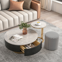 Minimalist Net red rock board tea table light luxury modern advanced sense small apartment living room household round marble small coffee table