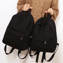 Large and small solid color canvas schoolbag male backpack female Korean version of high school student backpack middle school students simple Joker