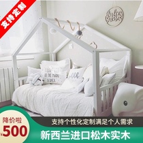 ins Nordic style custom small house wooden frame bed floor with guardrail Net red shaking sound shooting props Princess bed wood