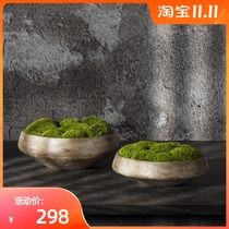 Wagi Ji Feng log Japanese new Chinese-style green flower plant soft ornaments decoration model house homestay immortal Moss