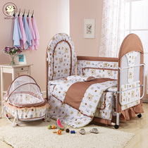 European crib 0-3-8 years old multifunctional game bed newborn crib with mosquito net sleeping basket fabric iron bed