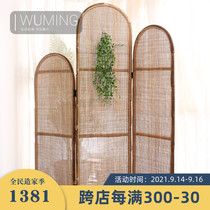 Household rattan screen home vintage bedroom living room decoration handmade rattan porch foldable shielding partition screen