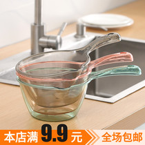 Long handle water scoop transparent plastic thickened bath watering flower bathing water spoon creative multifunctional household shampoo spoon water drift