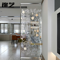 Custom tempered transparent art glass partition screen partition wall home Nordic porch living room dining room study
