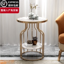Nordic marble side sofa side cabinet corner rock board small coffee table Light luxury corner cabinet Living room net red bedside table