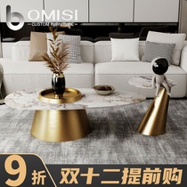 Light luxury Rock Board coffee table Villa living room household size round tea table combination Pandora creative modern simple coffee table
