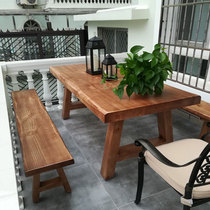 Outdoor Solid Wood Table And Chairs Patio Open Air Casual Dining Room Outdoor Cool Kiosk Garden Yang Light House Embalming Solid Wood Table