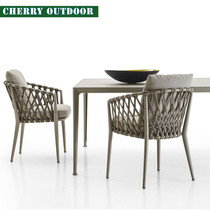 Nordic Outdoor Leisure Table And Chairs Small Balcony Patio Garden Waterproof Outdoor Vines Dining Chair Three Sets Composition Furniture