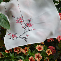 Send girlfriends collection of hand-painted Chinese painting double crepe silk handkerchief ancient style lady with mulberry silk handkerchief silk towel