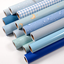 Light blue wallpaper self-adhesive bedroom warm dorm decoration paper waterproof moisture-proof background room solid color renovation sticker