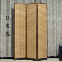 Chinese screen partition folding screen Antique old folding screen Japanese living room bamboo entrance New vintage solid wood screen