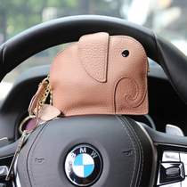 Cute and small genuine leather Elephant Zero Wallet Fashion Brief Lady Short pocket Mouth Red Driving License Key Bag