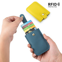 2022 new ultra-thin laminated cramp bag rfid genuine leather business card bag portable small card bag female multi-position