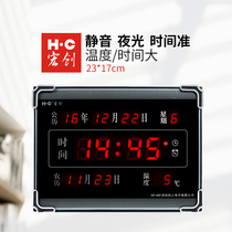 Hongchuang LED perpetual calendar electronic clock wall clock living room digital watch electronic watch wall clock multi-function