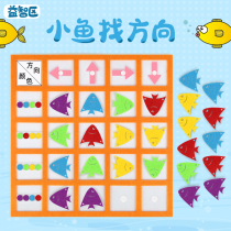 Kindergarten area corner interactive game teaching aids color sorting small fish find direction puzzle area manual operation material