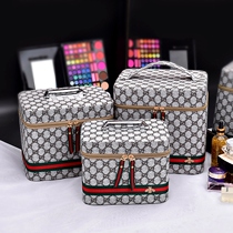 Portable leather cosmetic bag storage bag large capacity hard case cosmetics storage box travel Korea small suitcase