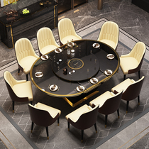 Dining table and chair combination modern simple small apartment light luxury home retractable folding with induction cooker round rice table