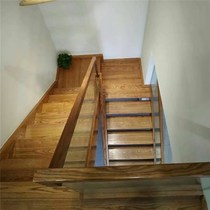 Single step stairs small apartment loft duplex indoor staircase solid wood glass modern simple staircase XJM-03-BL