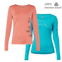 Merino WOOL T-shirt womens MERIONO WOOL sports quick-drying lightweight round neck long sleeve base shirt 150g