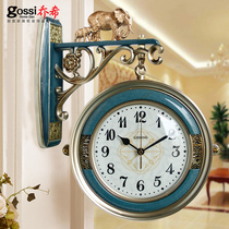 Josh light luxury double-sided clock wall clock living room home fashion Nordic modern simple creative clock European Wall watch