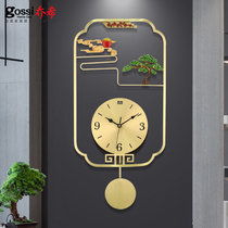 New Chinese pure copper wall clock living room home fashion clock Wall creative clock Chinese style atmospheric light luxury watch