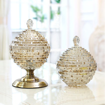 Nordic retro crystal glass candy jar candy jar decorations storage jar ornament storage jar creative light luxury