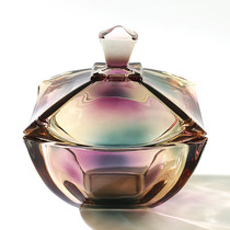 Light luxury jewelry crystal glassware storage jar candy jar sugar jar with lid ornament ornament living room storage jar