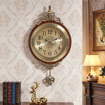 Large European-style living room silent wall clock home American retro clock restaurant creative quartz clock precision movement table