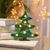 New creative DIY special-shaped brick Diamond painting LED light with night light Christmas tree alpaca decorative painting childrens gift