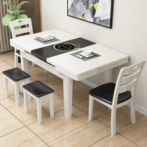 Modern and simple all solid wood dining table and chair combination Induction cooker retractable folding small household dining table Household table