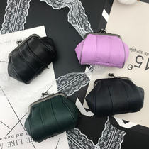 Korean version of the new simple cute coin wallet super mini buckle female coin bag storage small bag lambskin small money clip