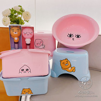Spot KAKAO Lion Fart peach bathroom supplies handle bath basket basin slippers cartoon wash non-slip stool