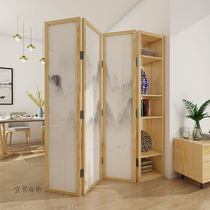 Solid Wood landscape screen partition living room entrance entrance bedroom shielding push-pull storage light luxury modern simplicity