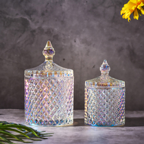 Colorful American crystal candy cup jar glass wedding home living room storage tank housewarming bag sugar jar jewelry box