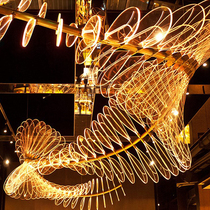 Bar S-shaped rotating acrylic leaf light Hotel KTV clear bar colorful programming atmosphere shaped bar chandelier